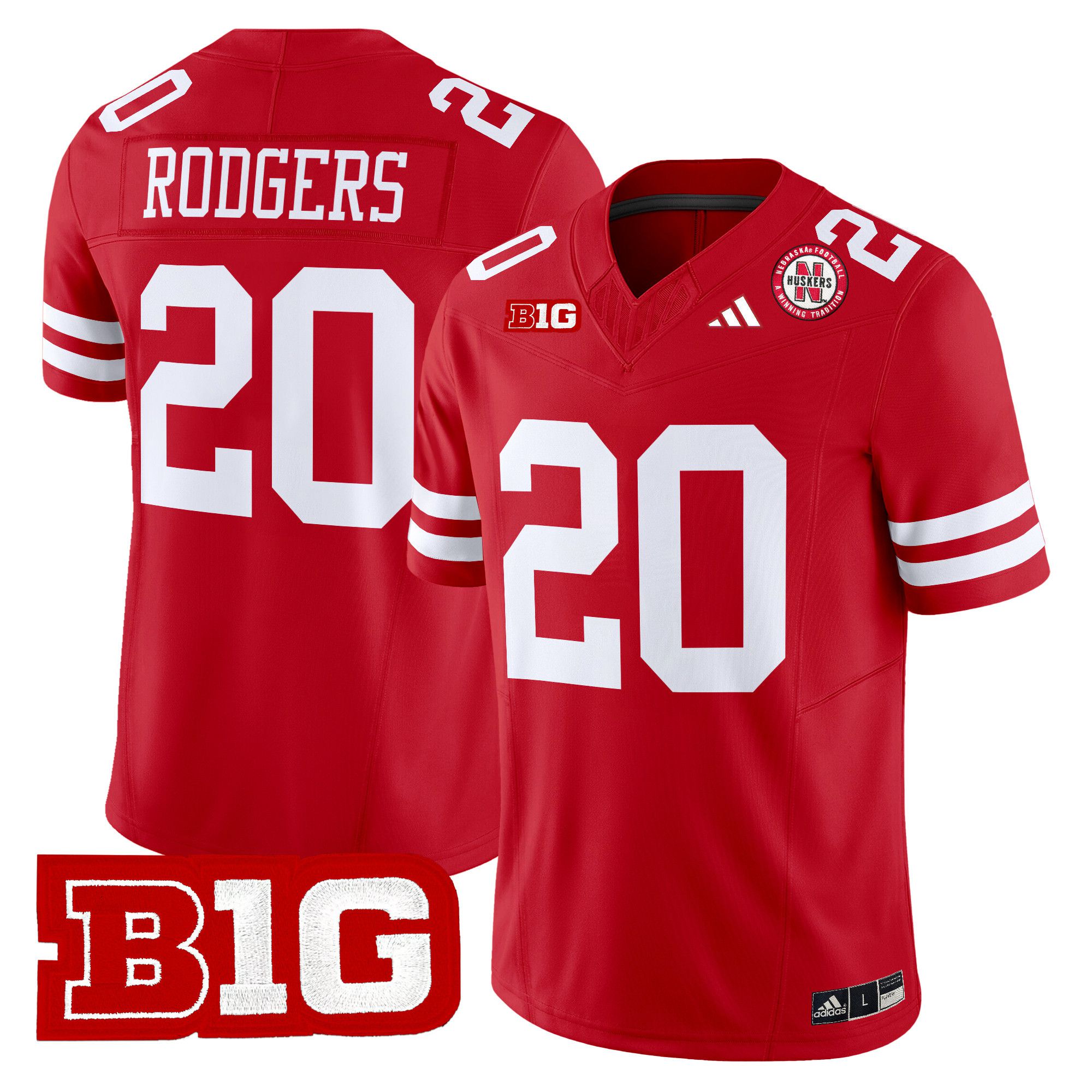 Men Nebraska Cornhuskers #20 Rodgers Red 2024 Vapor Limited NCAA Jersey style 1